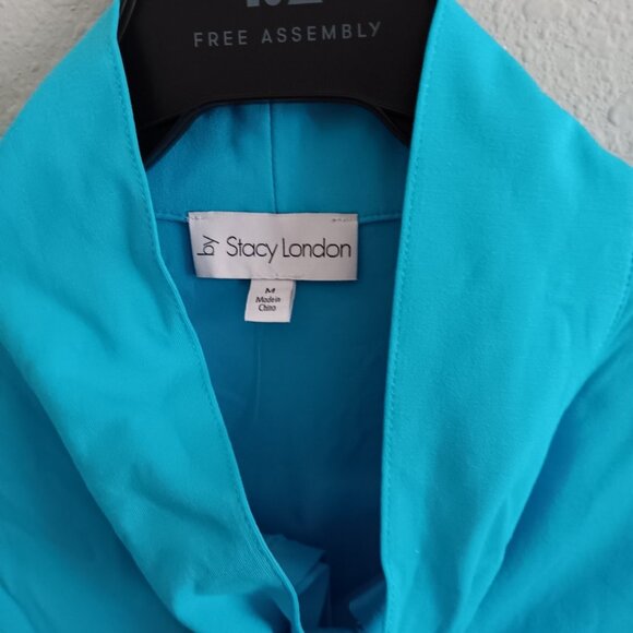 by Stacy London Jersey Knit Bow Blouse - Aqua (Sz Medium) a662047 - Picture 3 of 4